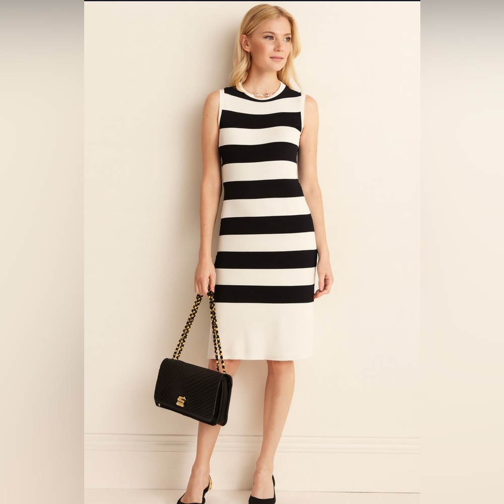 Barneys New York Black and White Striped Dress